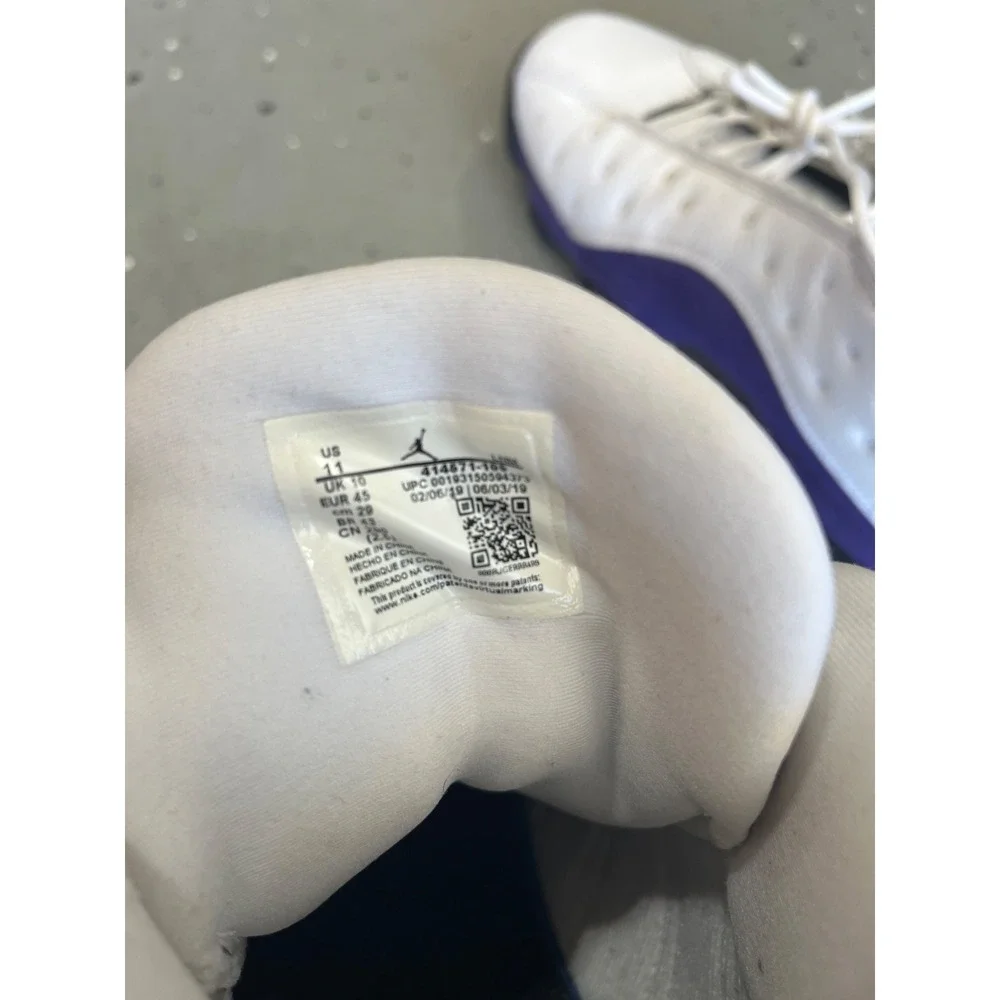 Nike Air Jordan 13 Retro Lakers Shoes Mens 11 White Purple  Sneakers 414571-105
